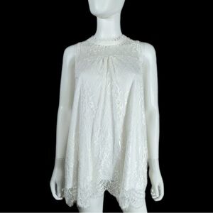 Wishful Park High Collar Sleeveless Lace Blouse